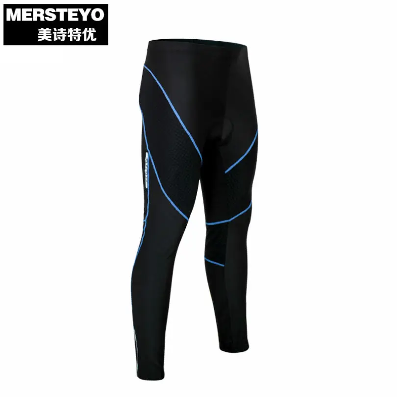 MERSTEYO Pro Team Ropa Ciclismo Костюм для велосипедного спорта для велоспорта и езды на велосипеде брюки длинные мужские мягкие велосипедные колготки брюки s-xxxl - Цвет: Синий