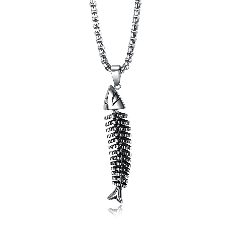

2019 Hip Hop Pendant Fish Pendant Necklace Stainless Steel Sea Animal Necklaces Men