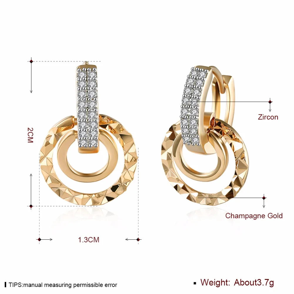 Геометрические Двойные серьги-кольца для женщин девочек новое поступление украшенное кубическими камнями циркония романтичные серьги круглый ювелирный подарок