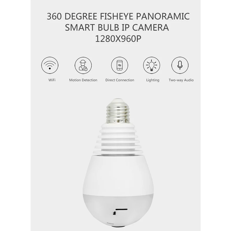 Wistino 960 P Беспроводной VR панорамный Камера лампы Wi Fi IP Light 360 градусов рыбий глаз