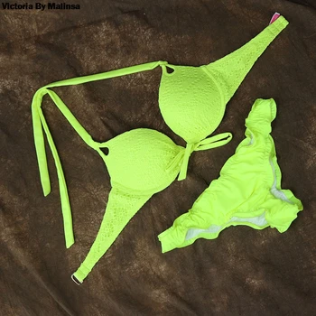 

Summer UNDERWIRE CUPS BIKINIS Swim Suit for Women Bikini Bathing suits Swimwear Swimming Mesh Sexy Secret biqini Yellow bikinis