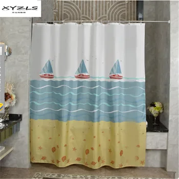 

XYZLS 2017 Modern Polyester Bath Curtains Sail Boat Printed Waterproof Shower Curtain Bathroom Products Cortina Ducha