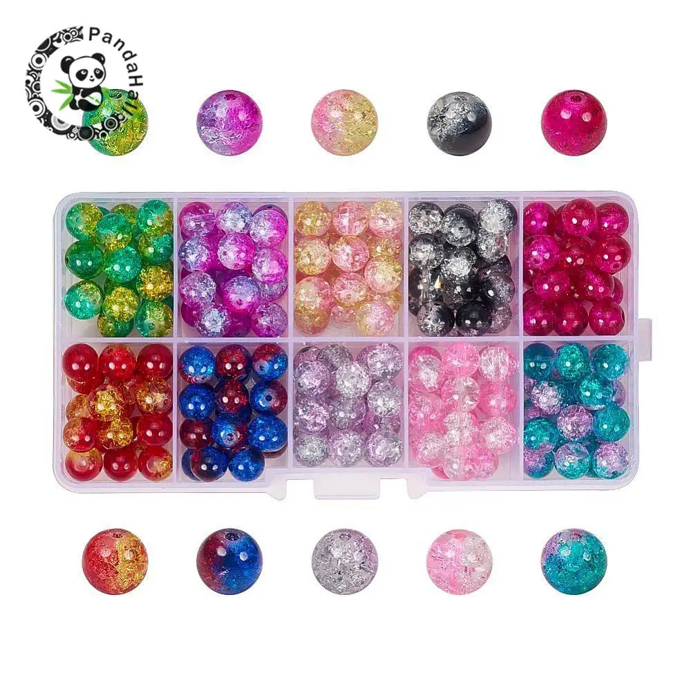 1Box Round Transparent Crackle Glass Beads Mixed Color 4mm 6mm 8mm 10mm Loose For Jewelry Making DIY Bracelet Necklace | Украшения и