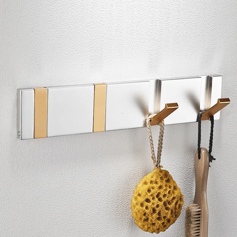 

Adhesive Wall Mount Row Hooks Key Robe Coat Towel Foldable Aluminum Hooks No Drill No Screw PAK55