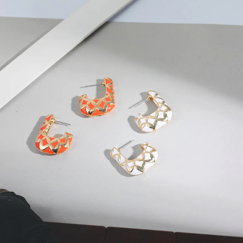 

Geometric Irregular Earrings Drip Oil Colorful Drawing Gold Earrings for Women Fashion Temperament Wild Earings Jewelry Charm