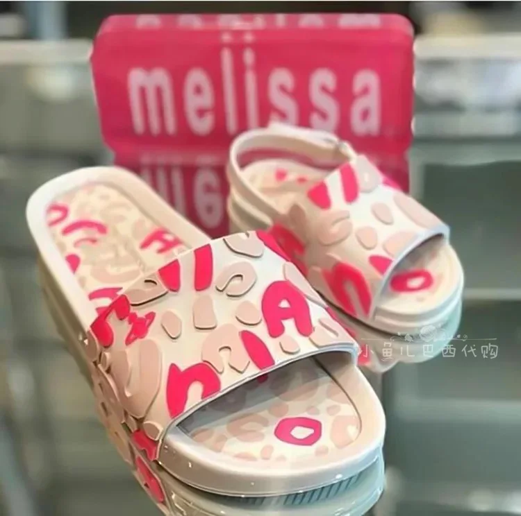 Melissa/Брендовая обувь с леопардовым принтом; Новинка года; женские шлепанцы; прозрачная обувь; бразильская прозрачная обувь Melissa; женская обувь на плоской подошве