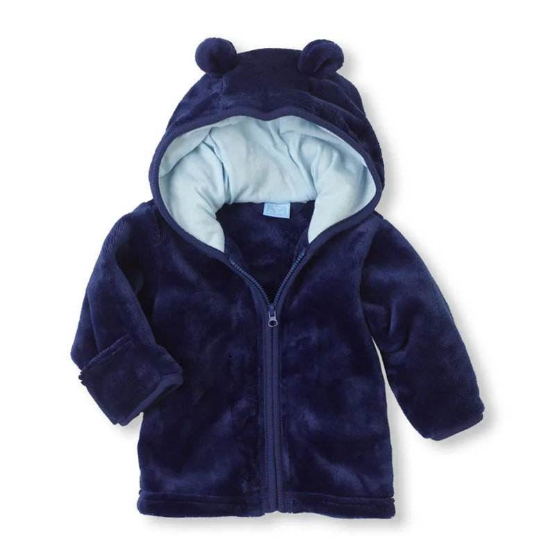 

3-24m Baby Coral Velvet long sleeve coat boy girl masked zipper hoodie cute ear newborn jacket zipper Jacket warmth Thick cotton