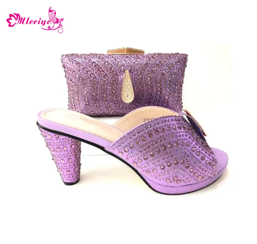 New Arrival Italian Shoes with Matching Bags Set Decorated with Rhinestone Women Italian African Party Pumps Shoes and Bag Set