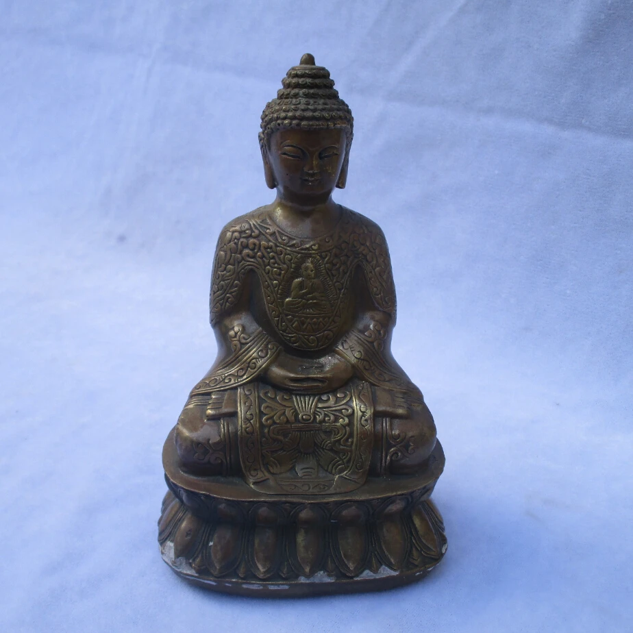 

Collectible Chinese Decorated Old Copper Carved Buddha Sculpture /Antique Metal Buddha statue 02