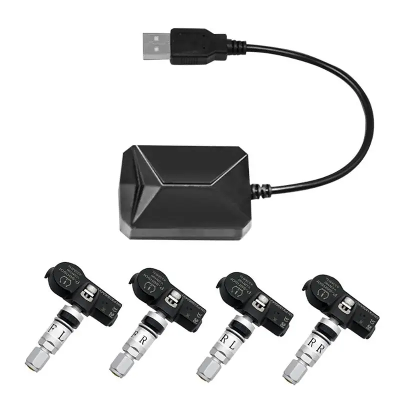

USB Car Tire Pressure Monitor System TPMS Kit Prevent Air Leakage with 4 Internal Sensors for Android Video Player
