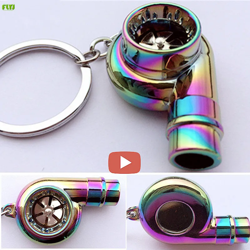

FLYJ metal Sound Turbo Key chain Sleeve Bearing Spinning Auto Part Model Turbine Turbocharger car Key Chain motorcycle Key ring