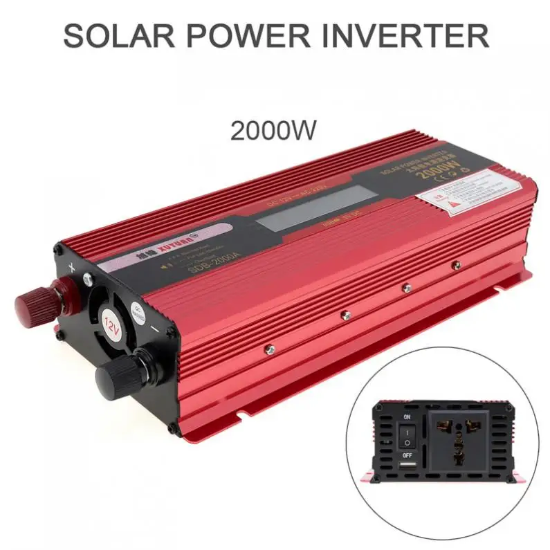 2000W Car Inverter DC 12V 24V to AC 220V 110V Solar Power Car Inverter Charger Converter LCD Display Converter Auto Adapter 2000W Car Inverter DC 12V 24V to AC 220V 110V Solar Power Car Inverter Charger Converter LCD Display Converter Auto Adapter