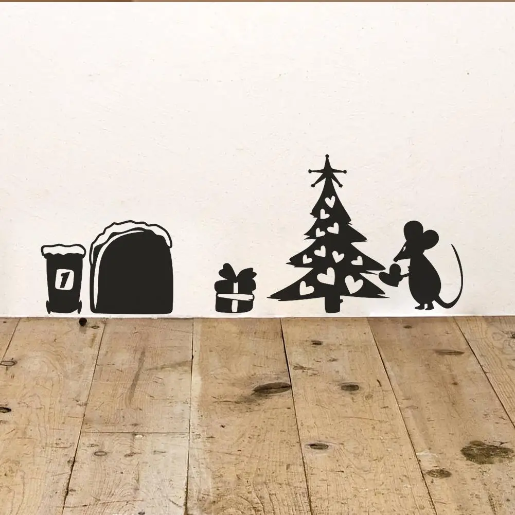 3d Funny mouse hole wall stickers for kids rooms transport food home