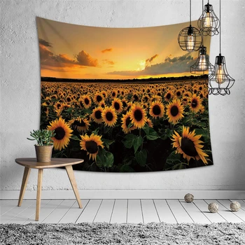 

sunflowers printed tapestry wall art mural home decoration for living room wall hanging polyester carpet waterproof tablecloth