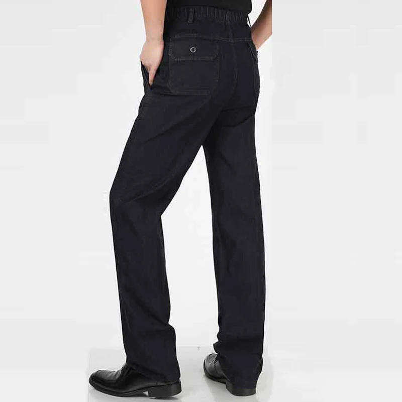 Импортные мужские Стрейчевые джинсы, джинсовые штаны Европейского дизайнера, повседневные деловые прямые свободные мужские джинсовые штаны размера плюс XXXXL