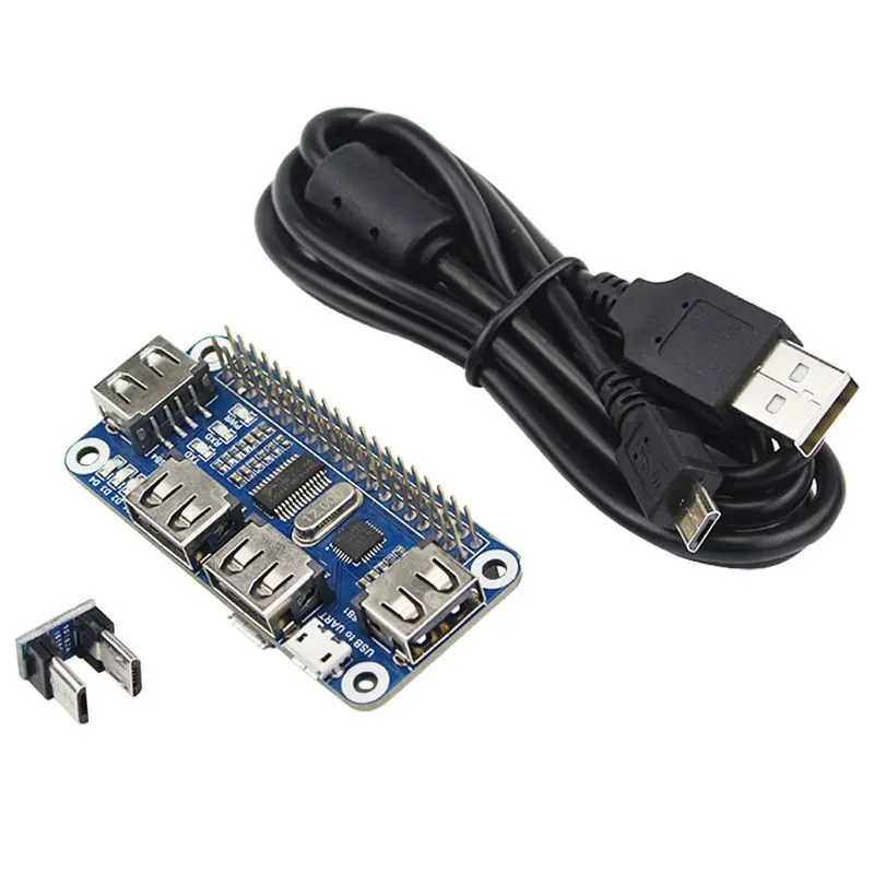 4 порта USB HUB HAT для Raspberry Pi 3/2/Zero W Плата расширения USB для UART для последовательной отладки совместима с USB2.0/1