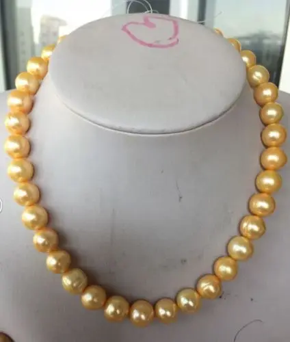

Hot selling free shipping******* 17"12X13MM SOUTH SEA GENUINE GOLD BAROQUE PEARL NECKLACE