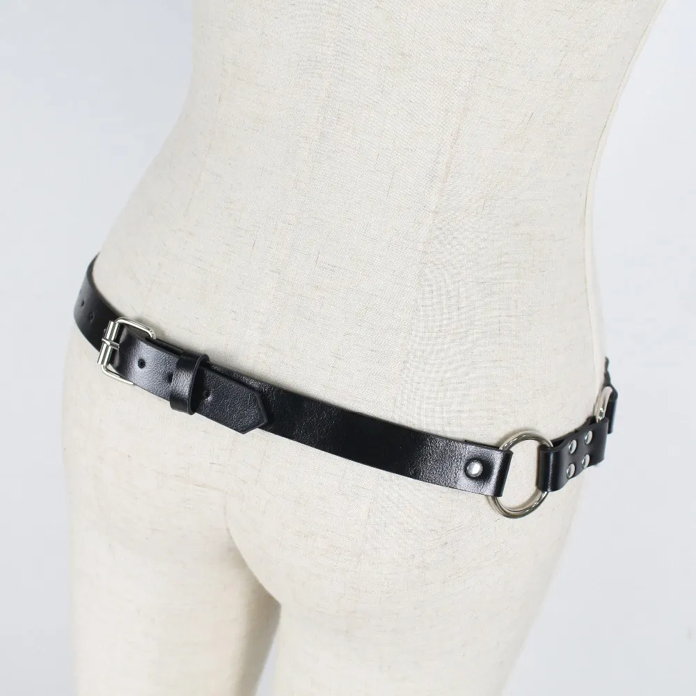 Fullyoung дизайнерский сексуальный кожаный поясной ремень для женщин в стиле панк, модный кожаный ремень с О-образным кольцом, металлический черный ремень