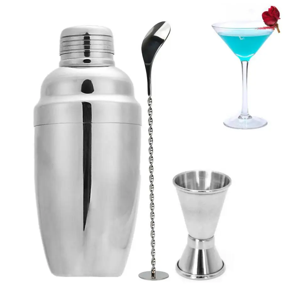 3Pcs/Set Cocktail Shaker Stainless Steel Bartender Tool Mixer Drink Bar