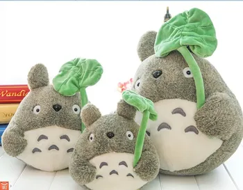 

about 25cm anime totoro with lotus leaf plush Toy totoro doll , gift w8806