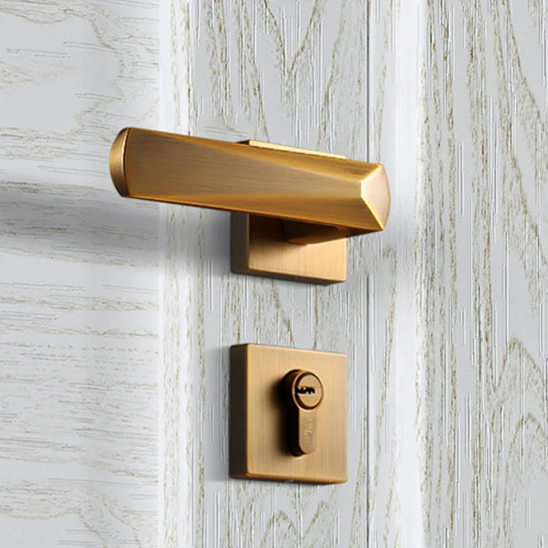  1 set Gold Mute Bedroom Door Lock Zinc Interior Door Handle Washroom Kitchen Toilet Lock - 33012252704