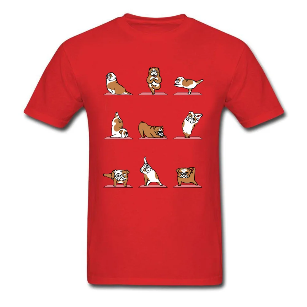 Tops Tees English Bulldog Yoga Summer 2018 New Printed Short Sleeve Pure Cotton Crew Neck Men T-shirts Printed T-shirts English Bulldog Yoga red