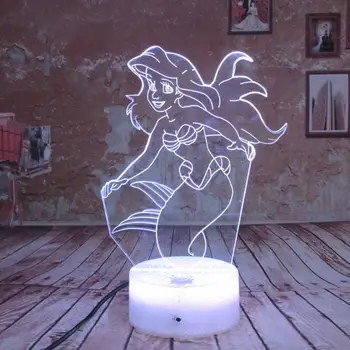 

Little Mermaid Princess 3D Desk Lamp Night Light LED Lamp 7 Colors Table Light USB Home Decor Birthday Christmas Gift Kids Girl