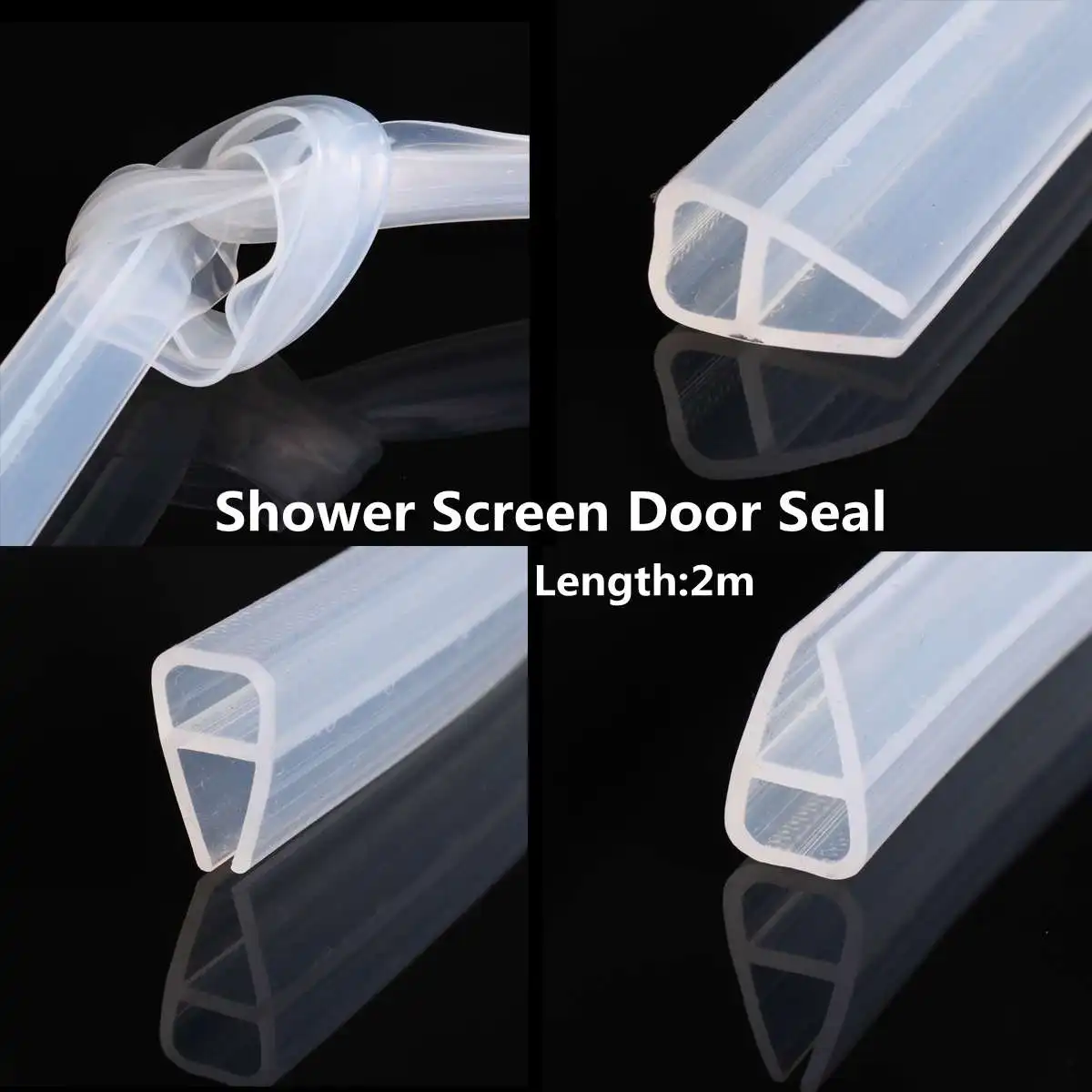 2m Silicone Shower Screen Seal Sliding Strip Plastic Rubber for Door Window BathRoom 6/8MM Door