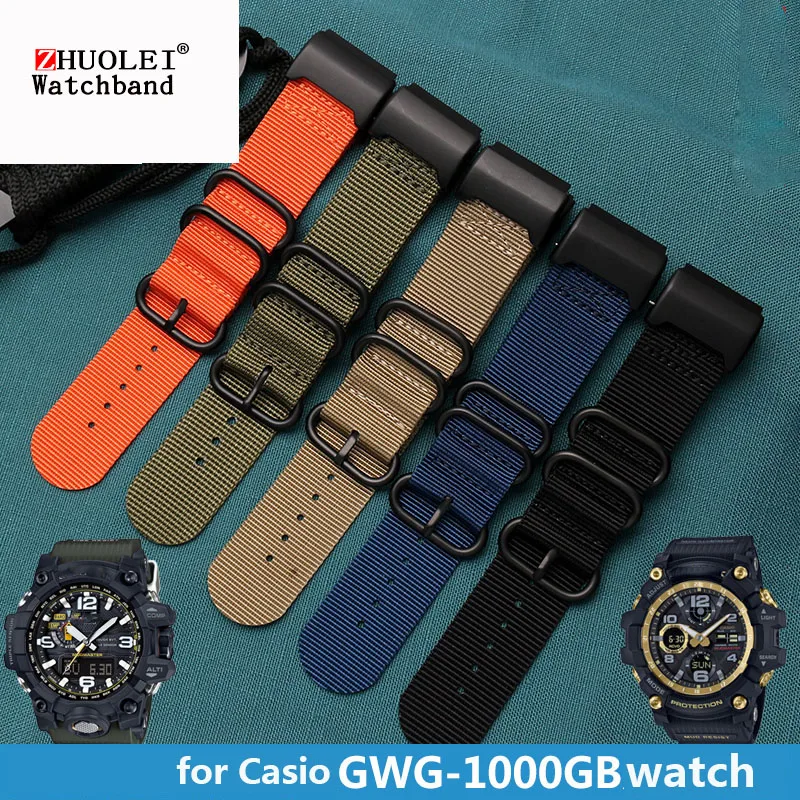 

high quality nylon band for Casio G-SHOCK Big Mud GWG-1000GB Sports Strap Men's Nylon Canvas Watch Strap with black adapter