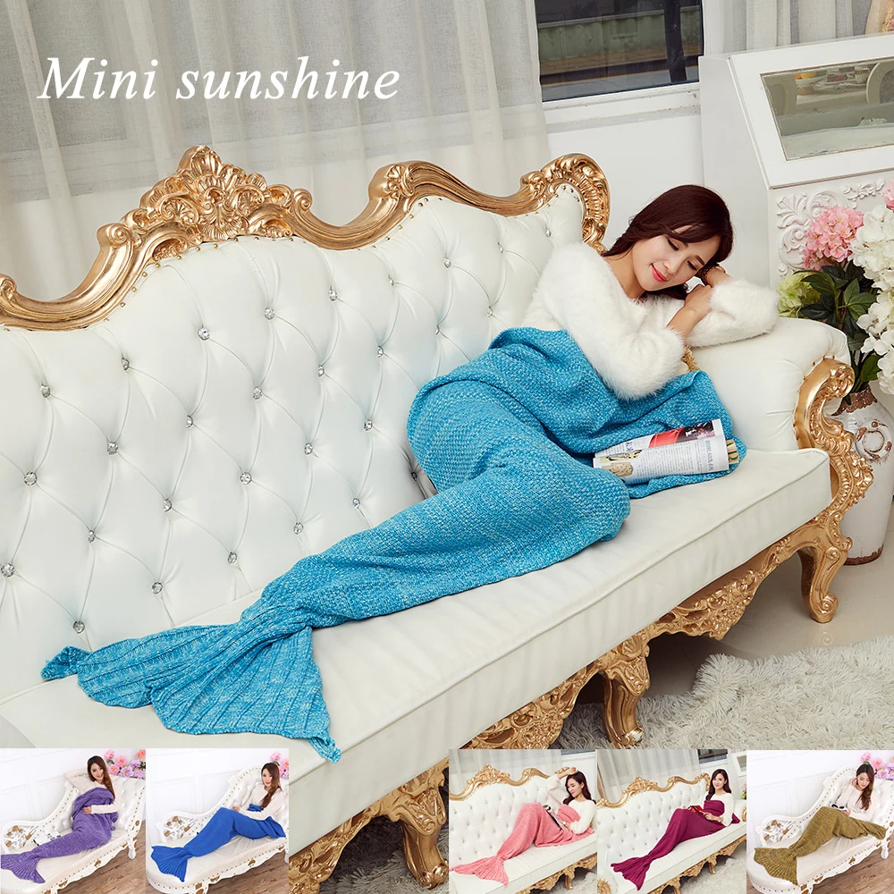 2019 Mermaid Sleep Tops Tail Blanket Yarn Knitted Handmade Crochet