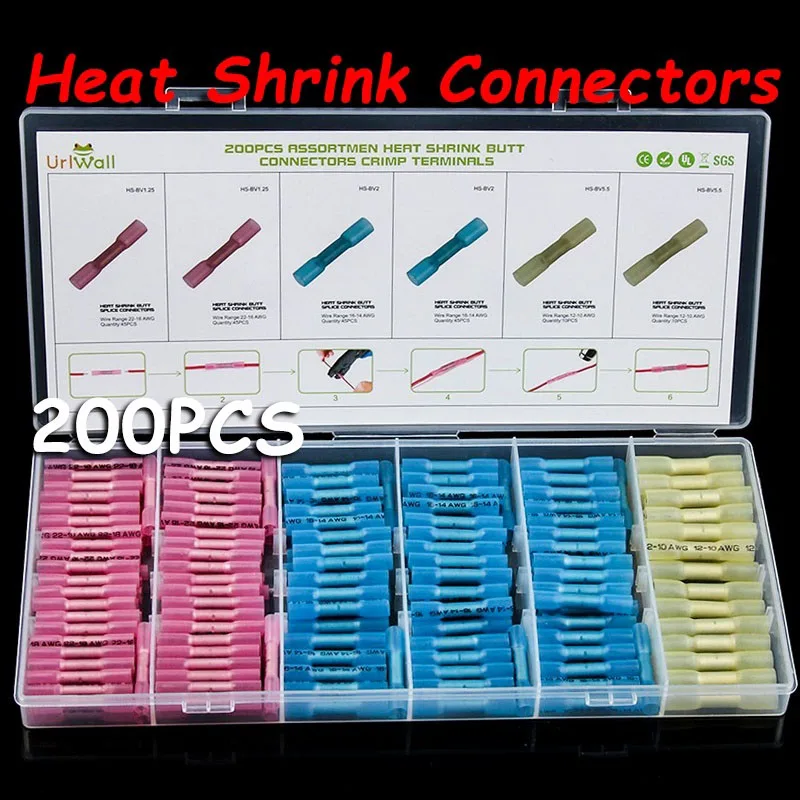 

Newest 200PCS Heat Shrink Wire Connector Kit Waterproof Marine Automotive Terminals Set