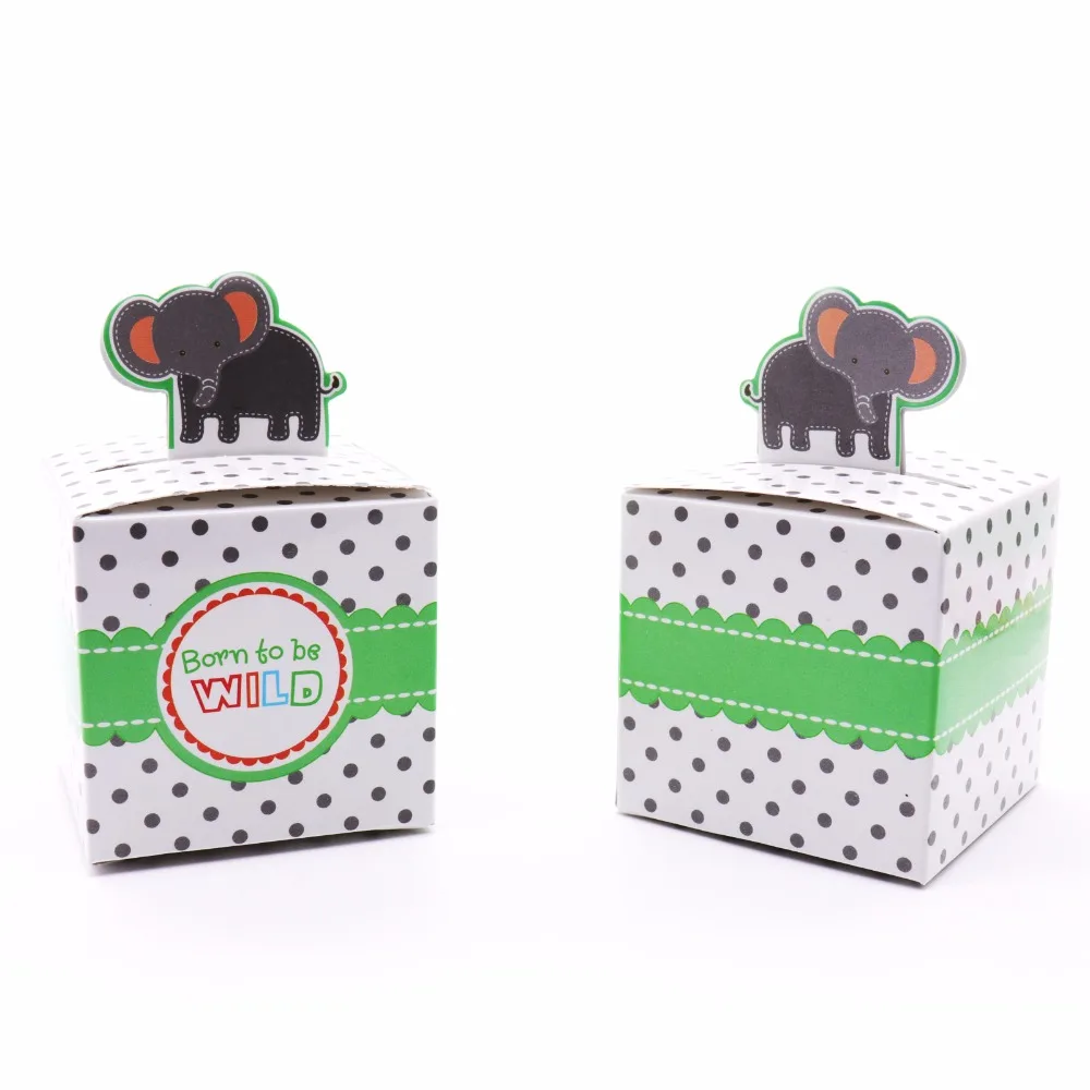 

50pcs Baby Shower Animal Candy Box Gift Box Gift Bags Cupcake Elephant Monkey Tiger Giraffe Box Wrapping Boy Kids Birthday Deco