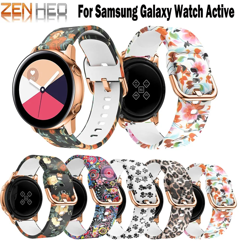 

20mm Watch Strap for Samsung Galaxy Watch Active Printing Silicone Replacement Band for Samsung Galaxy Watch 42mm Bracelet Wrist