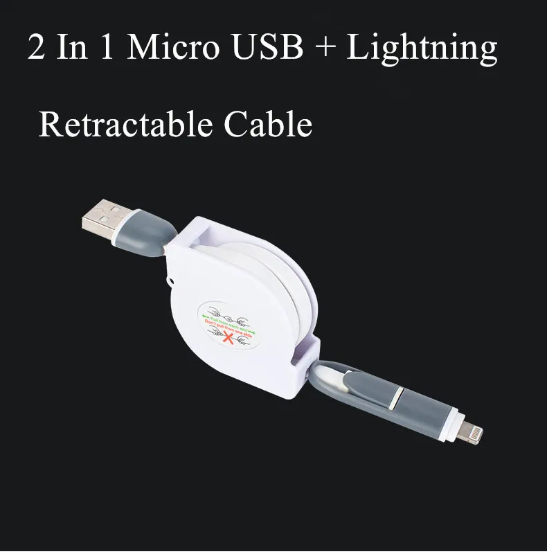 2 в 1 телефон Micro USB кабель с Micro-USB Lightning порты Iphone быстрой зарядки 2.1A выход для Apple