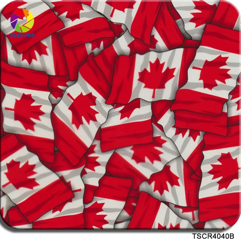 ROYAL TSAUTOP 40um Size 0.5m x 20m Water Transfer Printing Film Hydrographic Canadian flag WDF4040B | Автомобили и мотоциклы