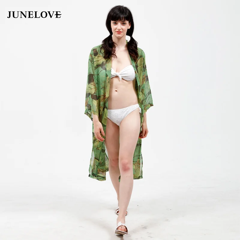JuneLove Новинка весна лето 2020 оптовая продажа длинные шифоновые Блузы с принтом