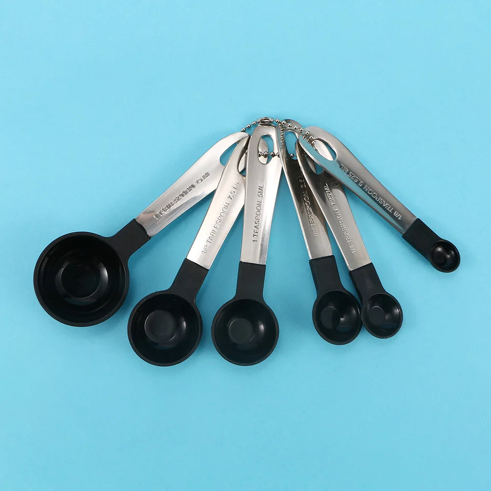 6Pcs/Set Measuring Spoons Stainless Steel Handle Nylon Teaspoon Kitchen
