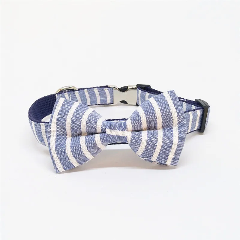 Classic Striped bowtie Dog Collars and leash with bow tie set & Christmas Dog Collar Holiday ...