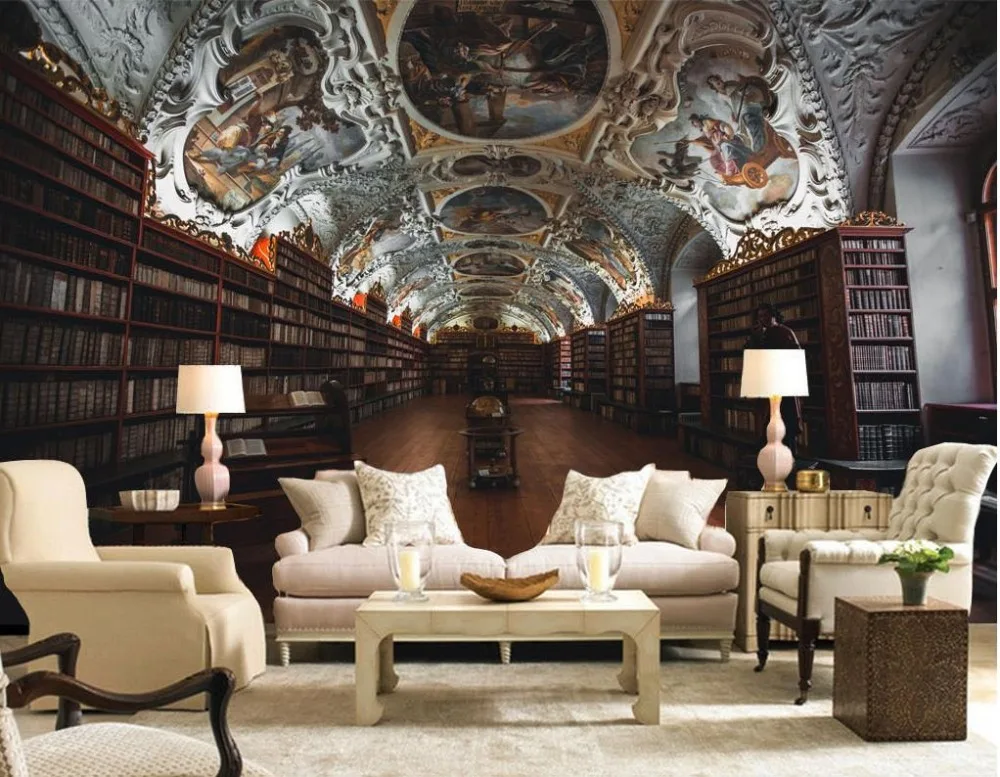 European style library Ceiling Wallpaper Murals Background Wall non