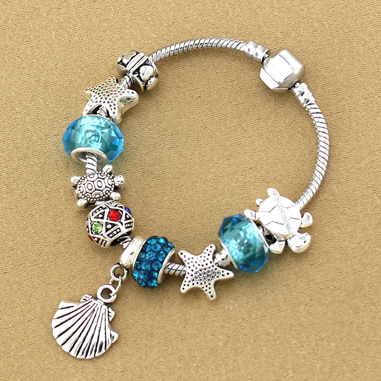 

ANNAPAER 2019 Summer Style European Shell Sea Turtle Awesome Charms Bracelets & Bangles Fashion Jewelry For Women Gift B15002