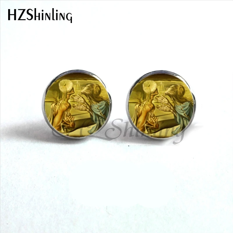 Серьги гвоздики с картинкой Сальвадора Дали серьги кабошон HZ4|ear nail|stud earringsearrings