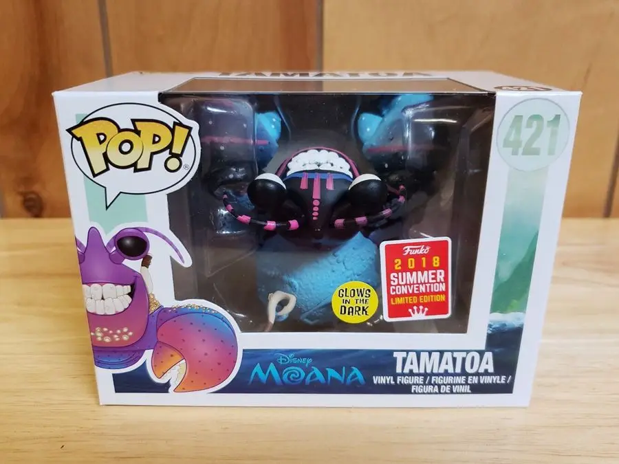 2018 SDCC эксклюзивный FUNKO POP официальный светящийся в темноте Моана-Tamatoa #421 Виниловая фигурка Коллекционная модель игрушки
