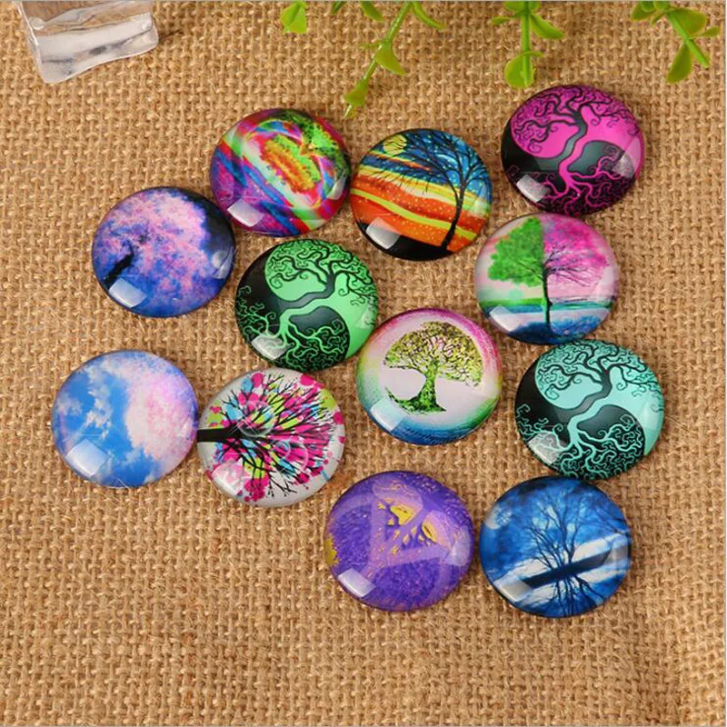 50pcs Glass Cabochon 8mm-35mm Mixed Flatback Handmade Round Jewelry Cameo Cabochons For Earrings Brooch Bracelet Necklace Making Jewelry Findings
