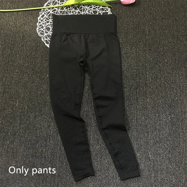 Black pants Энергии бесшовные леггинсы+ бюстгалтер на бретельках, комплект из 2 предметов, набор для йоги Для женщин Одежда для фитнеса, тренажерного зала с высокой талией для йоги леггинсы комплект спортивная одежда для бега - Цвет: Black pants