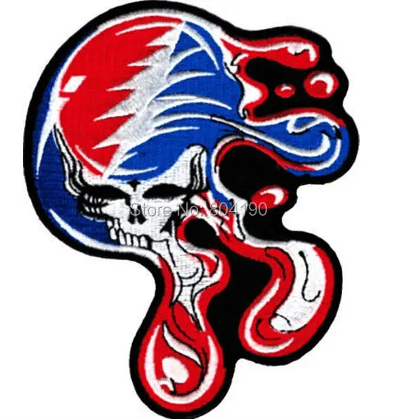 

5" BIG Grateful Dead Large Melting Steal Your Face Dripping Skull Music Band Heavy Metal Iron On Patch Tshirt TRANSFER APPLIQUE