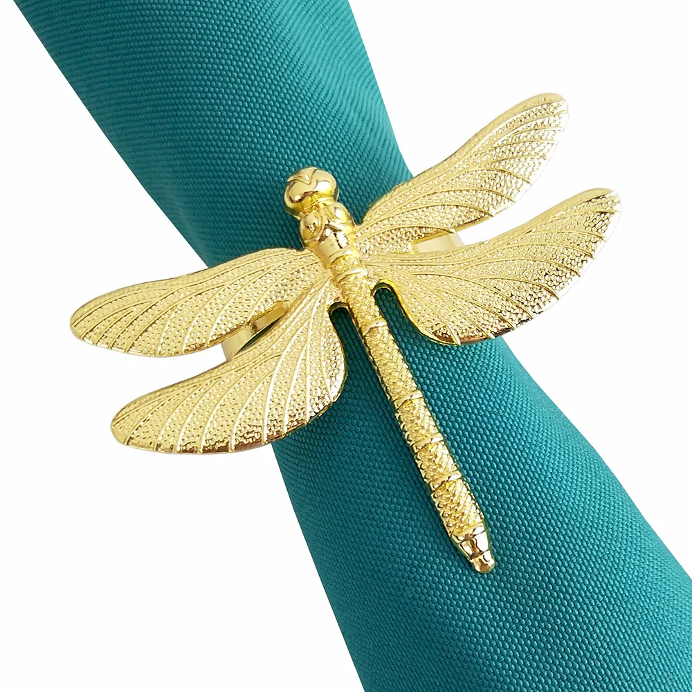 

Gold Plating Circle with Dragonfly Decor Metal Alloy Napkin Ring