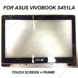Новый сенсорный экран для ASUS VivoBook S451LA 14 "ЖК дисплей сенсорный дигитайзер панель + ободок спереди стекло мониторы с рамки