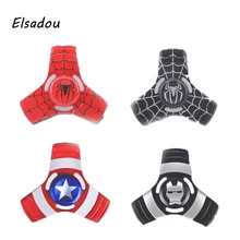 Elsadou Fidget Toy Triangular Captain America Iron Man Spider Man Hand Spinner Avengers Metal Finger Stress Spinner