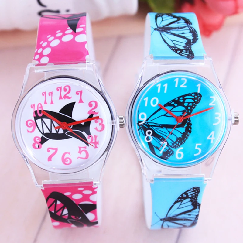 

2018 women girls fashion butterfly shark quartz watches students personality electronic clock water resistant wristwatches