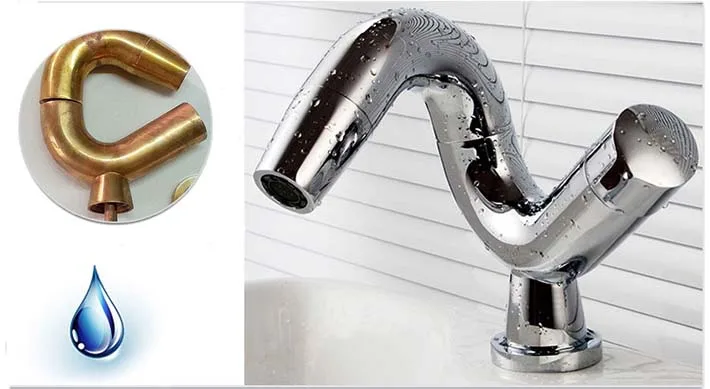 الكروم وحيد مقبض الطابق الخيالة النحاس بالوعة الحمام صنبور حوض الغرور خلاط صنبور مع 360 درجة تدوير